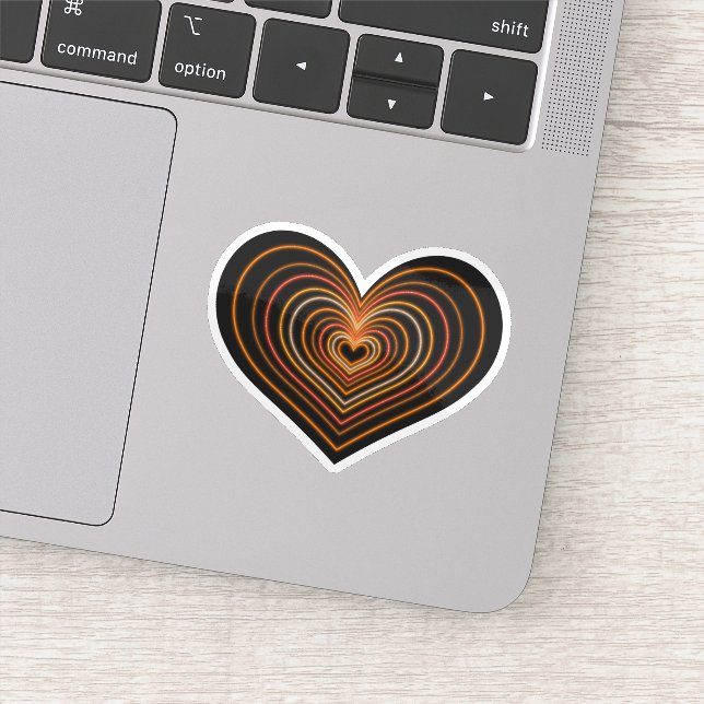 Orange Neon Heart Sticker (Detail)