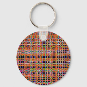 Orange neon lines pattern keychain
