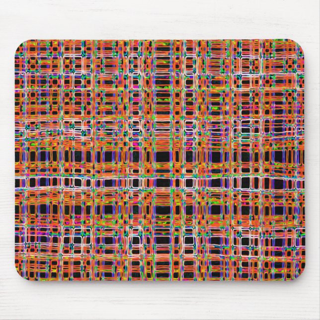 Orange neon lines pattern mouse pad (Front)