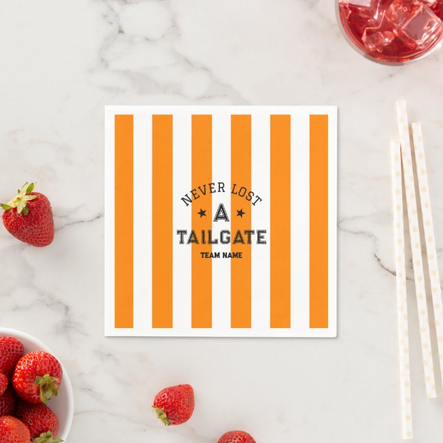 Orange Never Lost A Tailgate Team Name Game Day Napkin (Insitu)