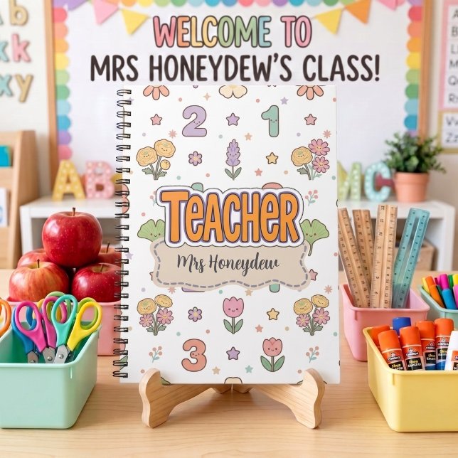 Orange Numbers Teacher School Pattern  Notebook (Creator Uploaded)