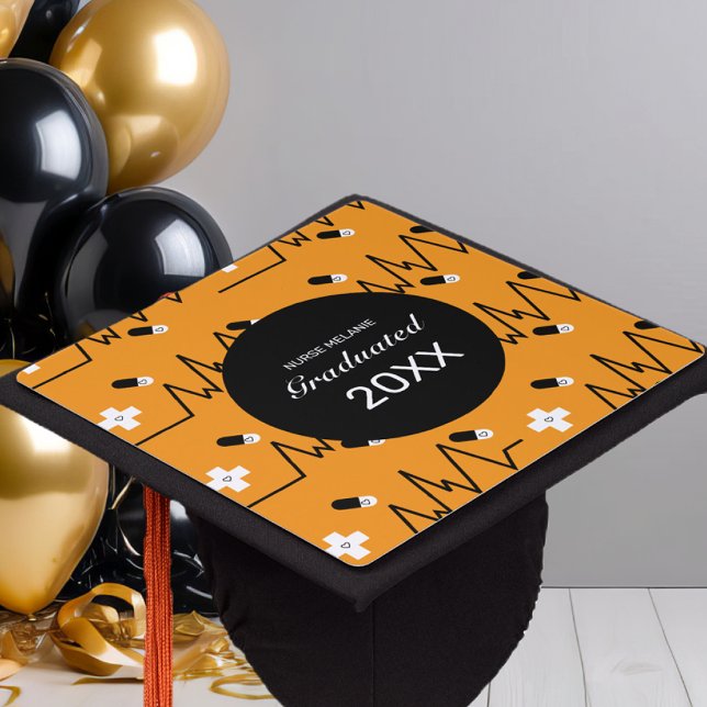 Orange Nurses Graduated 2026  Graduation Cap Topper (Creator Uploaded)