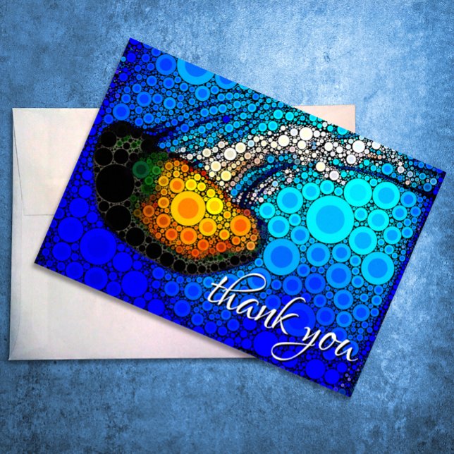 Orange ocean jellyfish sea animal modern script thank you card (Creator Uploaded)