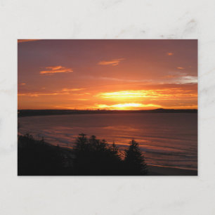 Orange Ocean Sunset Photography Postcard