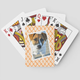 Orange Ocelot Pattern Custom Photo Frame Playing Cards