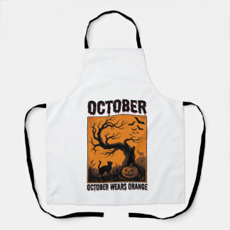 Orange October Halloween Vintage Spooky Shirt Desi Apron