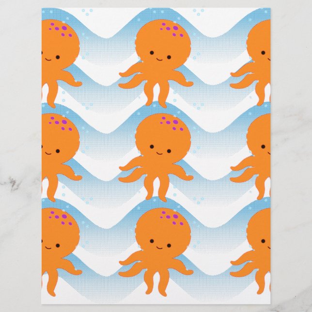Orange Octopus And Blue Waves Pattern (Front)