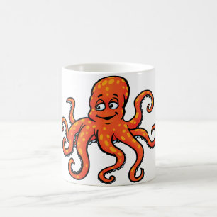 Orange Octopus Cartoon Ocean Sea Creature Coffee Mug
