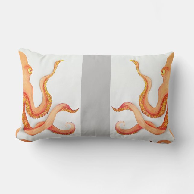 orange octopus lumbar pillow (Front)