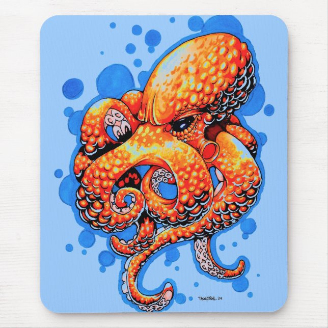 orange octopus - mouse pad (Front)