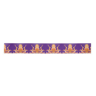 orange octopus on purple satin ribbon