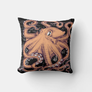 Orange Octopus Tentacles ink Throw Pillow