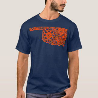 Orange Oklahoma State Gift Mandala Yoga OK Art T-Shirt