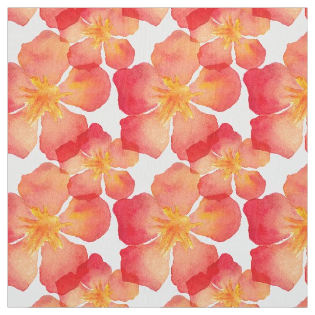 Orange Oleander Floral Pattern Fabric (Swatch)