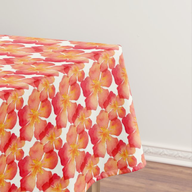 Orange Oleander Floral Pattern Tablecloth (In Situ)