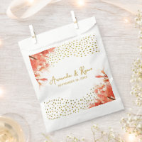 Orange Oleander Flowers Gold Glitter Wedding