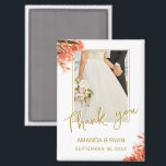 Orange Oleander Flowers Photo Thank you Wedding  Magnet<br><div class="desc">Orange Oleander Flowers Photo Thank you Wedding magnet. Photo wedding magnet with a wedding photo,  bride and groom names and wedding date. Personalize with your wedding photo and other details. An elegant and floral thank you magnet - great as a gift for your wedding guests.</div>