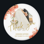 Orange Oleander Flowers Photo Thank you Wedding  Magnet<br><div class="desc">Orange Oleander Flowers Photo Thank you Wedding magnet. Photo wedding magnet with a wedding photo,  bride and groom names and wedding date. Personalize with your wedding photo and other details. An elegant and floral thank you magnet - great as a gift for your wedding guests.</div>