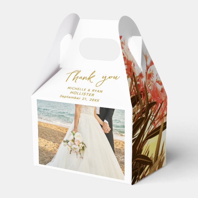 Orange Oleander Flowers Photo Wedding Thank you  Favor Box (Front Side)
