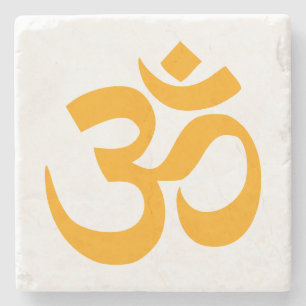 Orange Om Symbol Stone Coaster