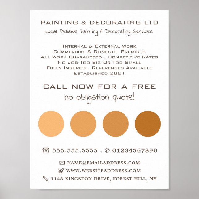Orange Ombre Circles, Painter & Decorator Poster (Front)