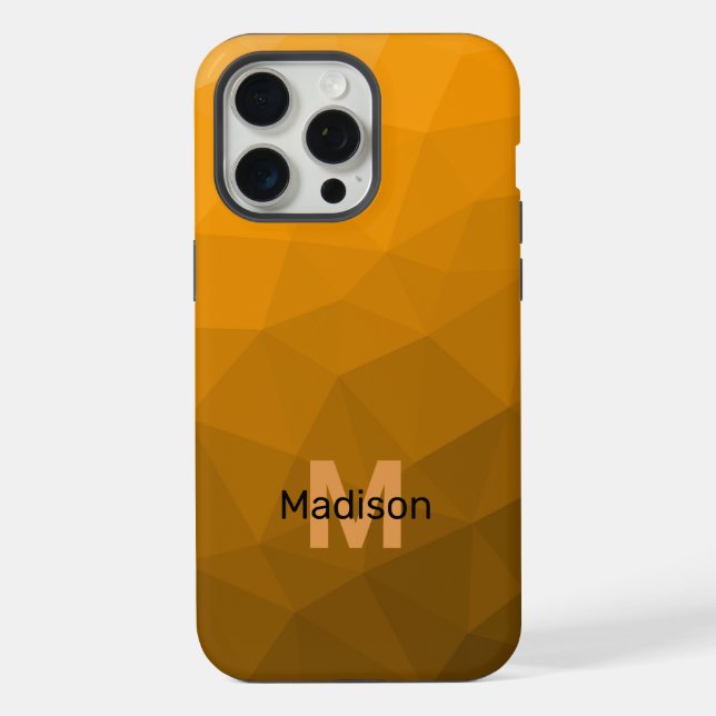 Orange ombre geometric mesh pattern Monogram iPhone Case (Back)