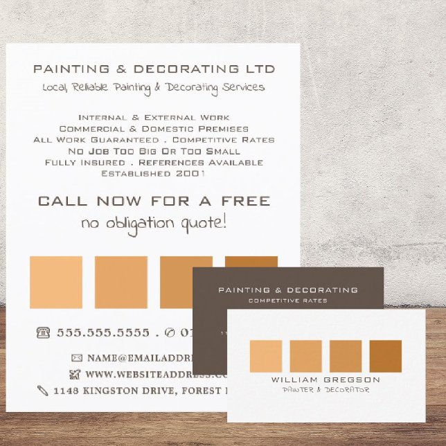 Orange Ombre Squares, Painter & Decorator Business Card (Creator Uploaded)