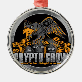 Orange on Black Crypto Crow Metal Ornament
