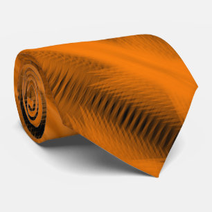 Orange On Black Futuristic Abstract Pattern Art Tie