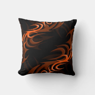 Orange on Black "Smoke" Pillow