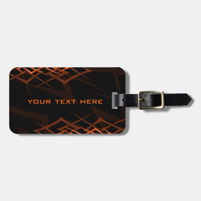 Orange on Black "Thorn" Luggage Tag (Front Horizontal)
