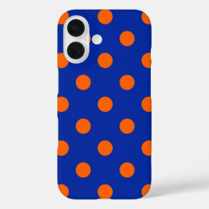 Orange On Blue Polka Dots Pattern Design  iPhone 16 Case