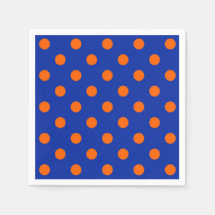 Orange On Blue Polka Dots Pattern Design  Napkin