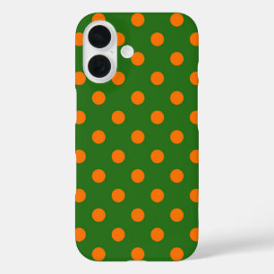 Orange On Green Polka Dots Pattern Design  iPhone 16 Case