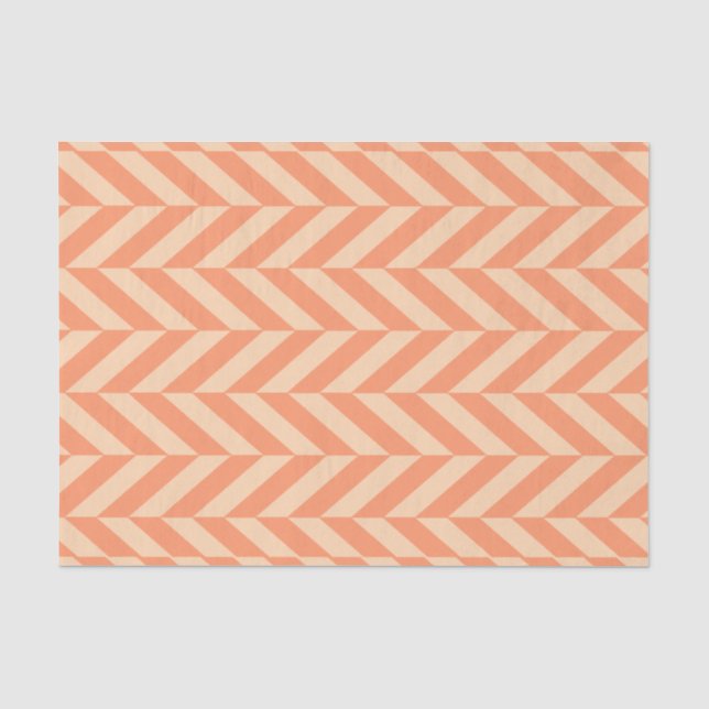 Orange on Peach Herringbone Tissue Paper (Front)