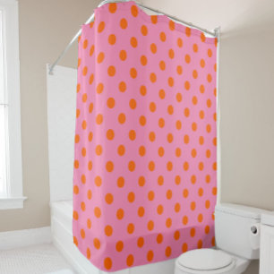 Orange On Pink Polka Dots Pattern Design