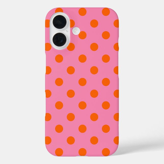 Orange On Pink Polka Dots Pattern Design Case-Mate iPhone Case (Back)