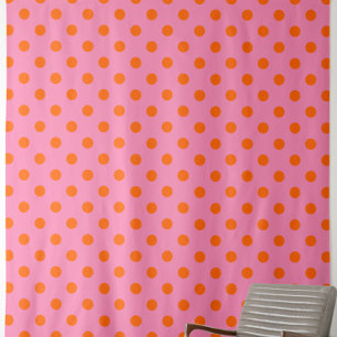 Orange On Pink Polka Dots Pattern Design Fabric
