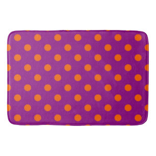 Orange On Purple Polka Dots Pattern Design Bath Mat