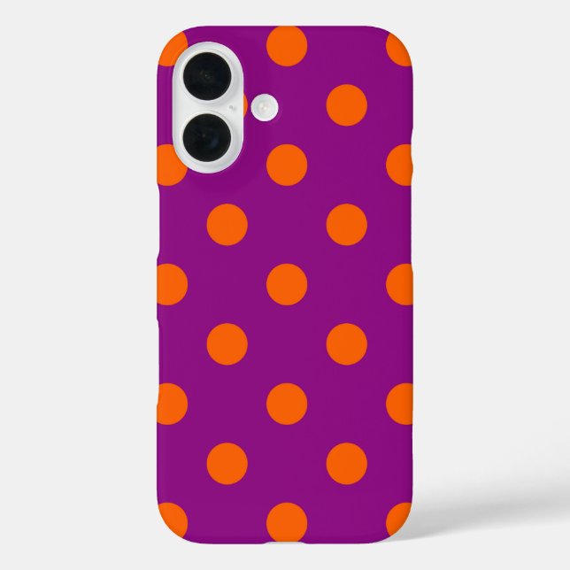 Orange On Purple Polka Dots Pattern Design Case-Mate iPhone Case (Back)