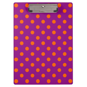 Orange On Purple Polka Dots Pattern Design Clipboard