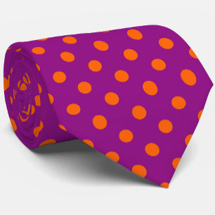 Orange On Purple Polka Dots Pattern Design Tie