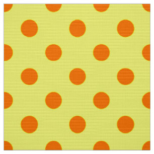 Orange On Yellow Polka Dots Pattern Design Fabric