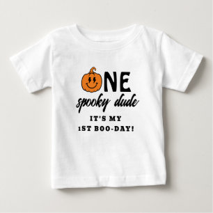 Orange One Spooky Dude Halloween 1st Birthday Baby T-Shirt