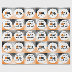 Orange One Spooky Dude Halloween 1st Birthday Wrapping Paper