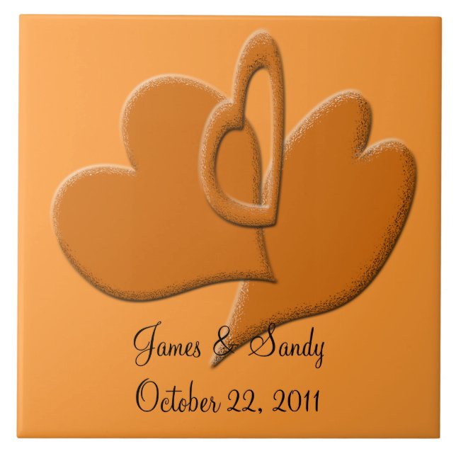 Orange Orange Heart Art Connection Custom Tile (Front)