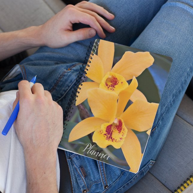 Orange Orchid Blooms Floral Planner (In Situ)