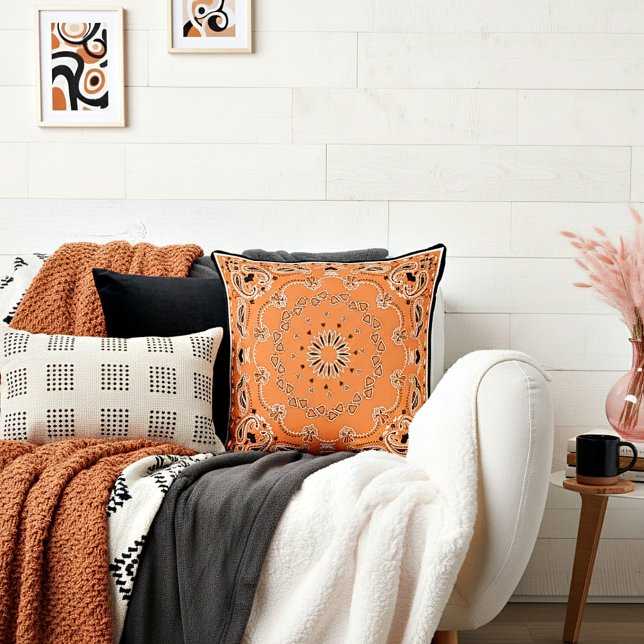 Orange oriental design throw pillow (Creator Uploaded)