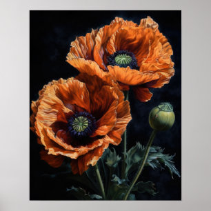 Orange Oriental Poppy Fleurs Art Imprimer Poster