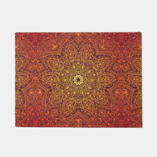 Orange Ornamental Lace Pattern Doormat